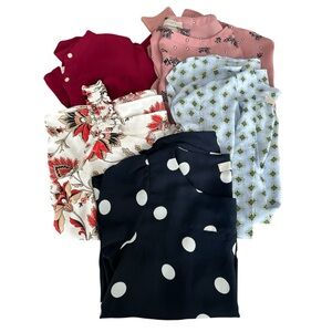 LOFT Blouses Lot Bundle of 5 - Floral, Polka Dot & Pastel Prints Size XS SP